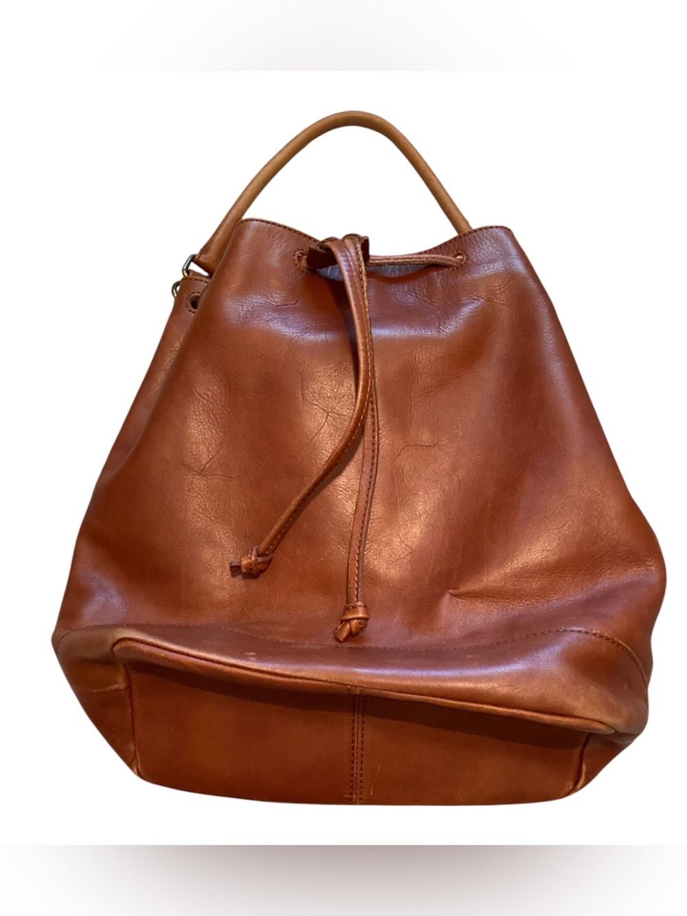 Madewell Lafayette Tan Leather Bucket Bag